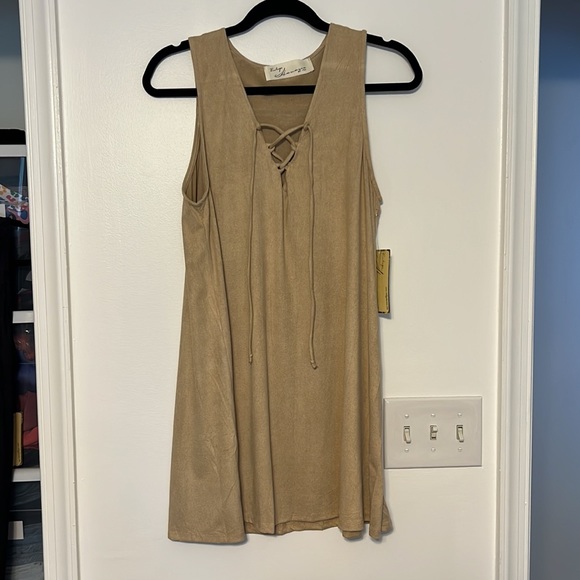 Vintage Havana Vegan Suede Lace-Up Dress - 3