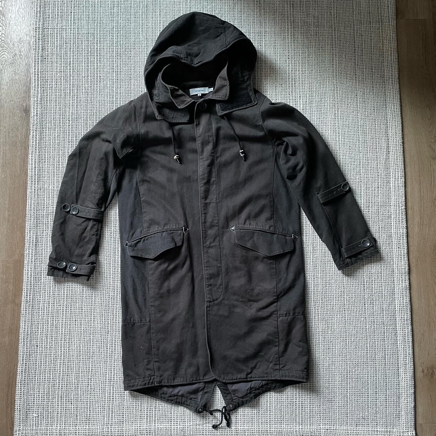 AW11 wanderer coat chino cloth charcoal grey cotton tencel - 1