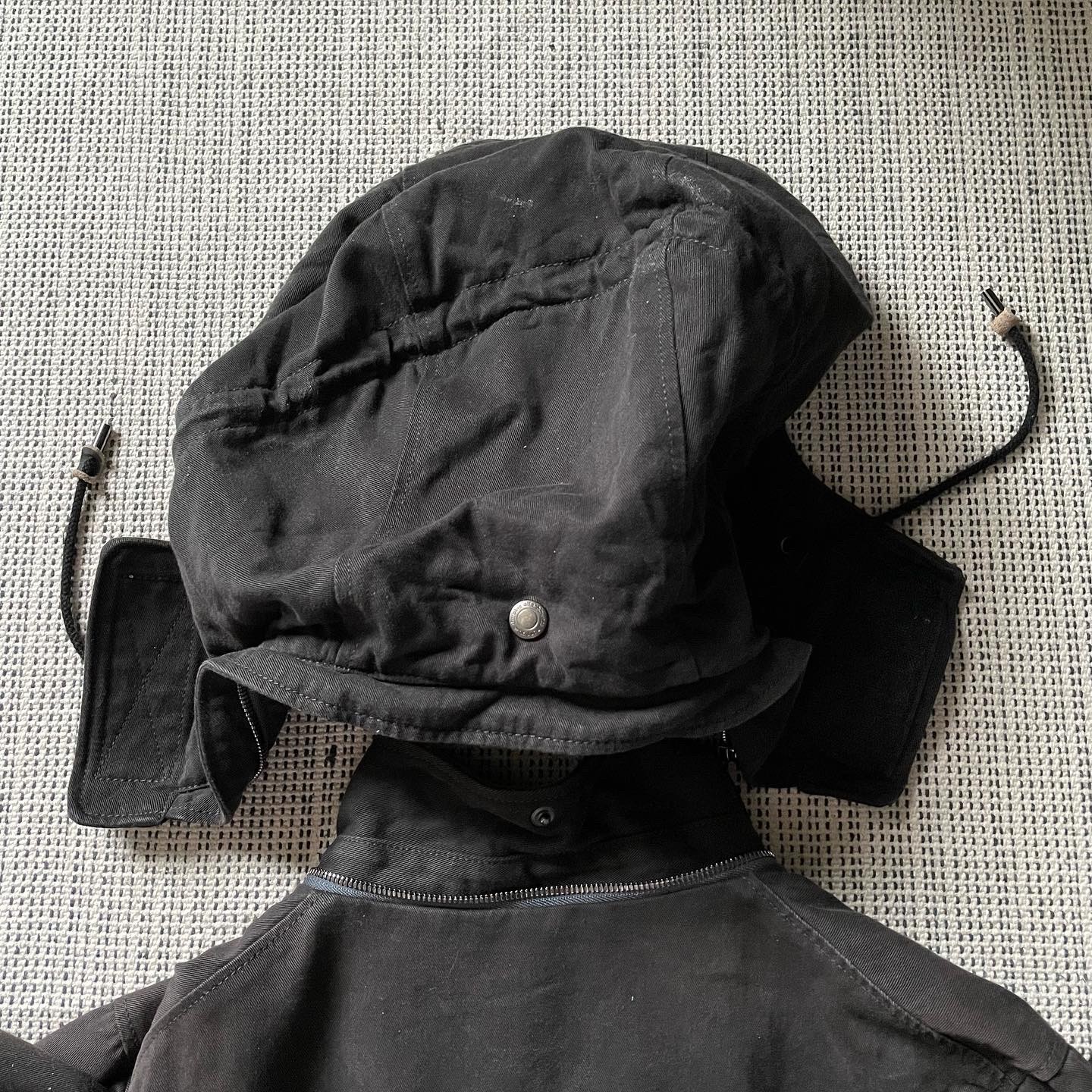 AW11 wanderer coat chino cloth charcoal grey cotton tencel - 7