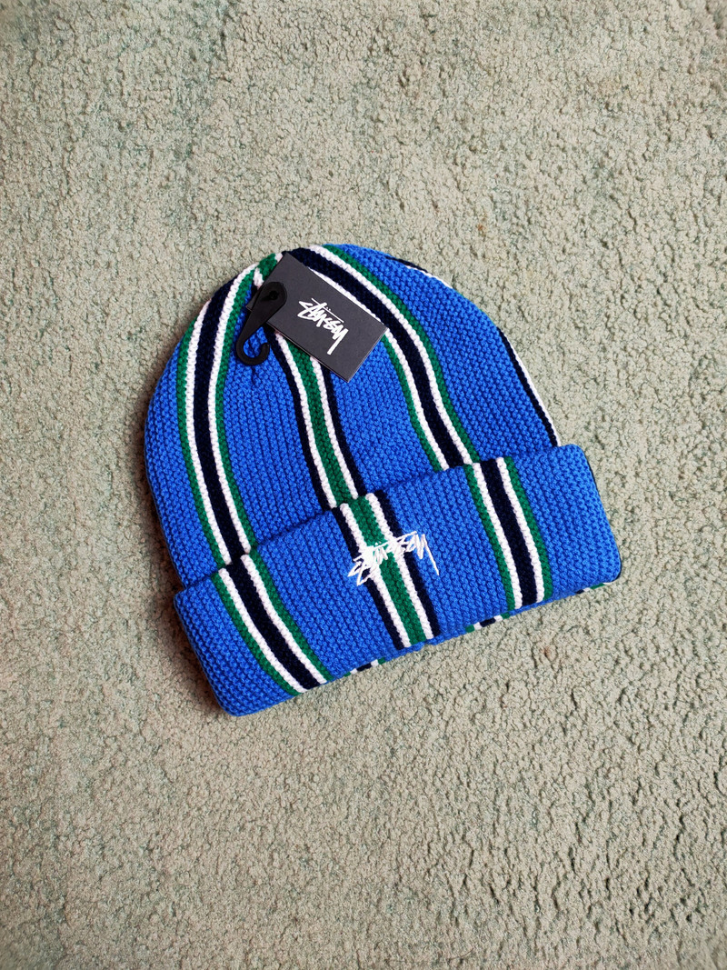 Vintage - STUSSY VERTICAL STRIPE BEANIE - 1