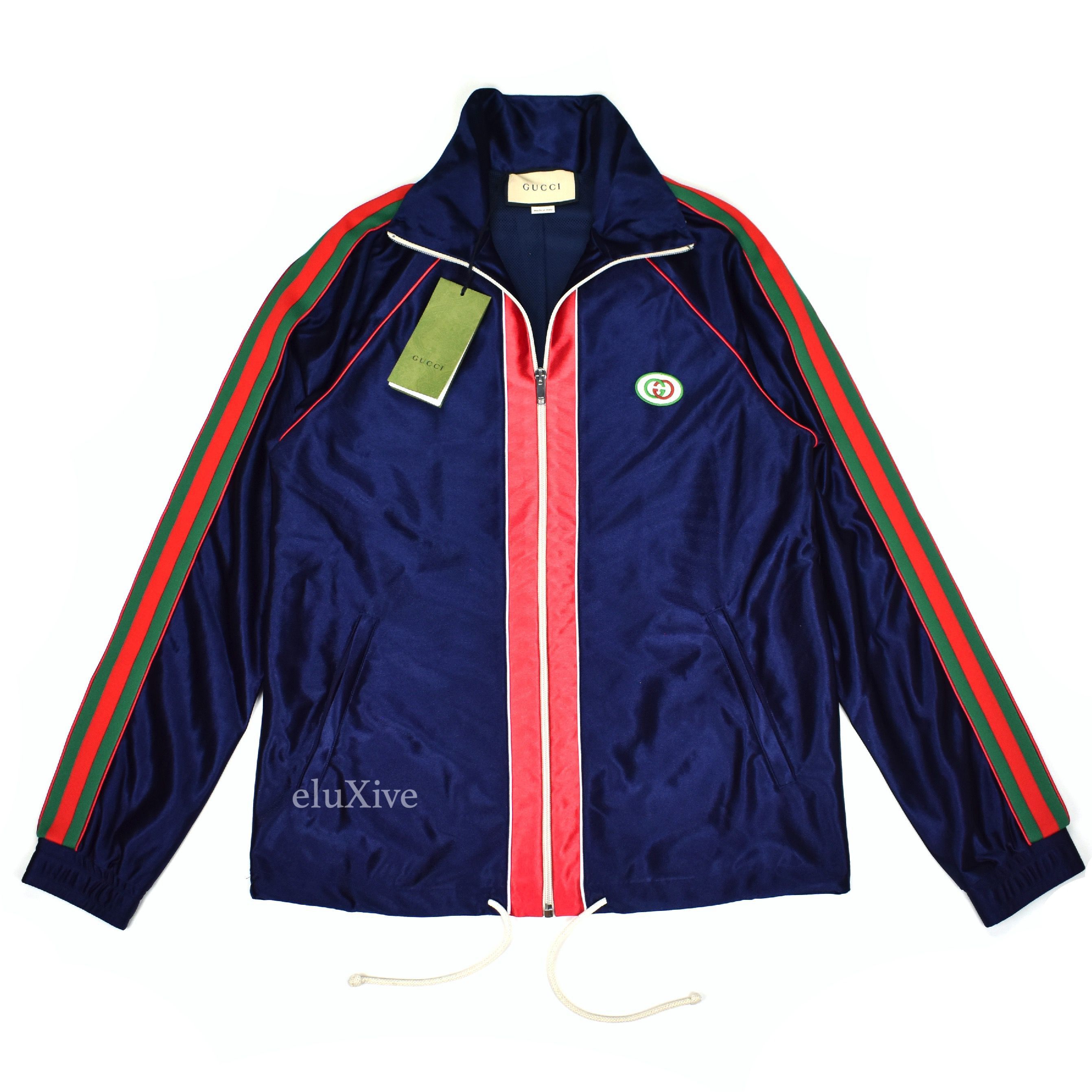 Navy Web Stripe Technical Jersey Track Jacket - 1