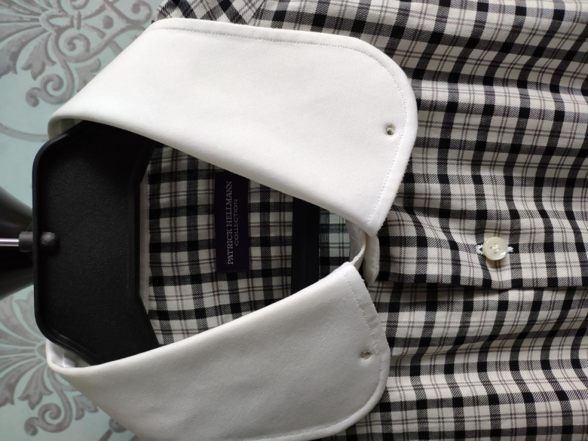 Patrick Hellmann Collection - NEW ! Collar pin & bar plaid shirt.Like Comme des Garcons - 2