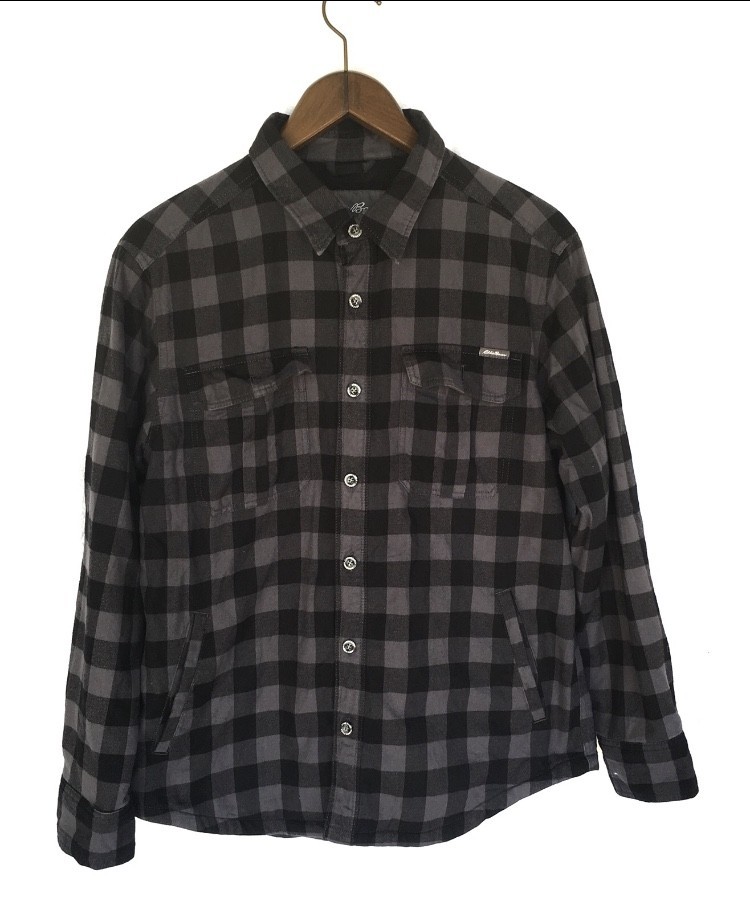 Eddie Bauer - Vintage Eddie Bauer Fleece Lining Checkered Flannel Jacket - 1