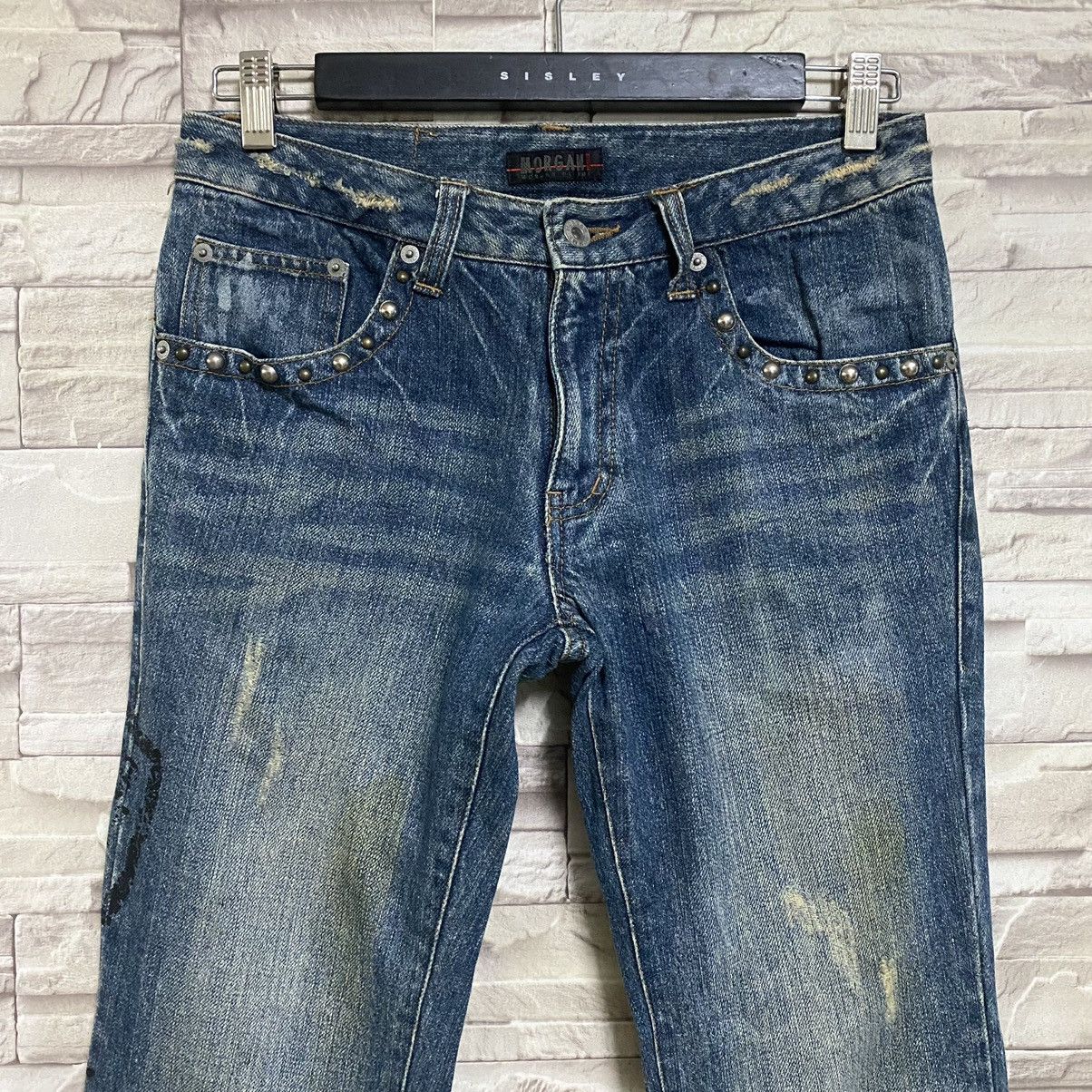 Morgan Homme Distressed Denim Flare Jeans Studded - 4