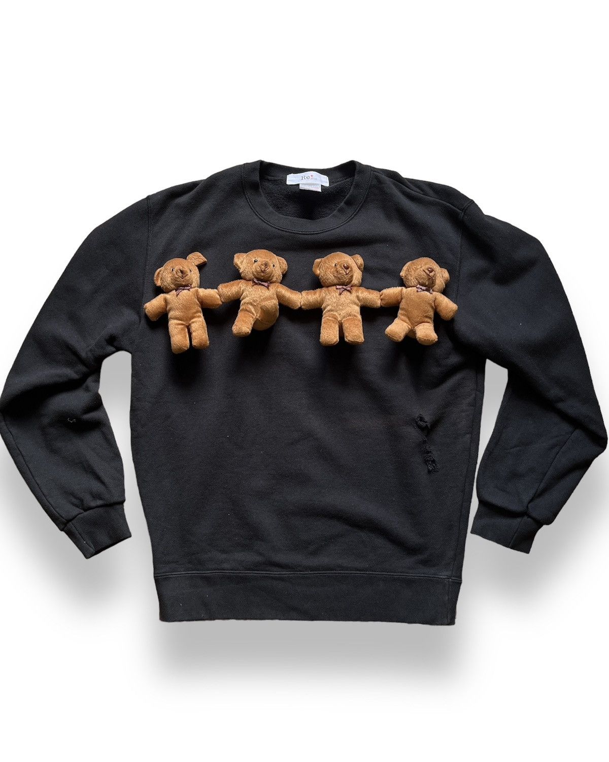 Designer - Rare Mini Teddy Bear Distressed Black Crewneck Sweater - 16