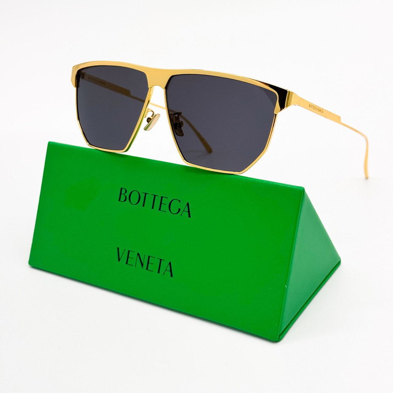 NEW BOTTEGA VENETA BV1069S 001 GOLD GREY UNISEX SUNGLASSES - 1