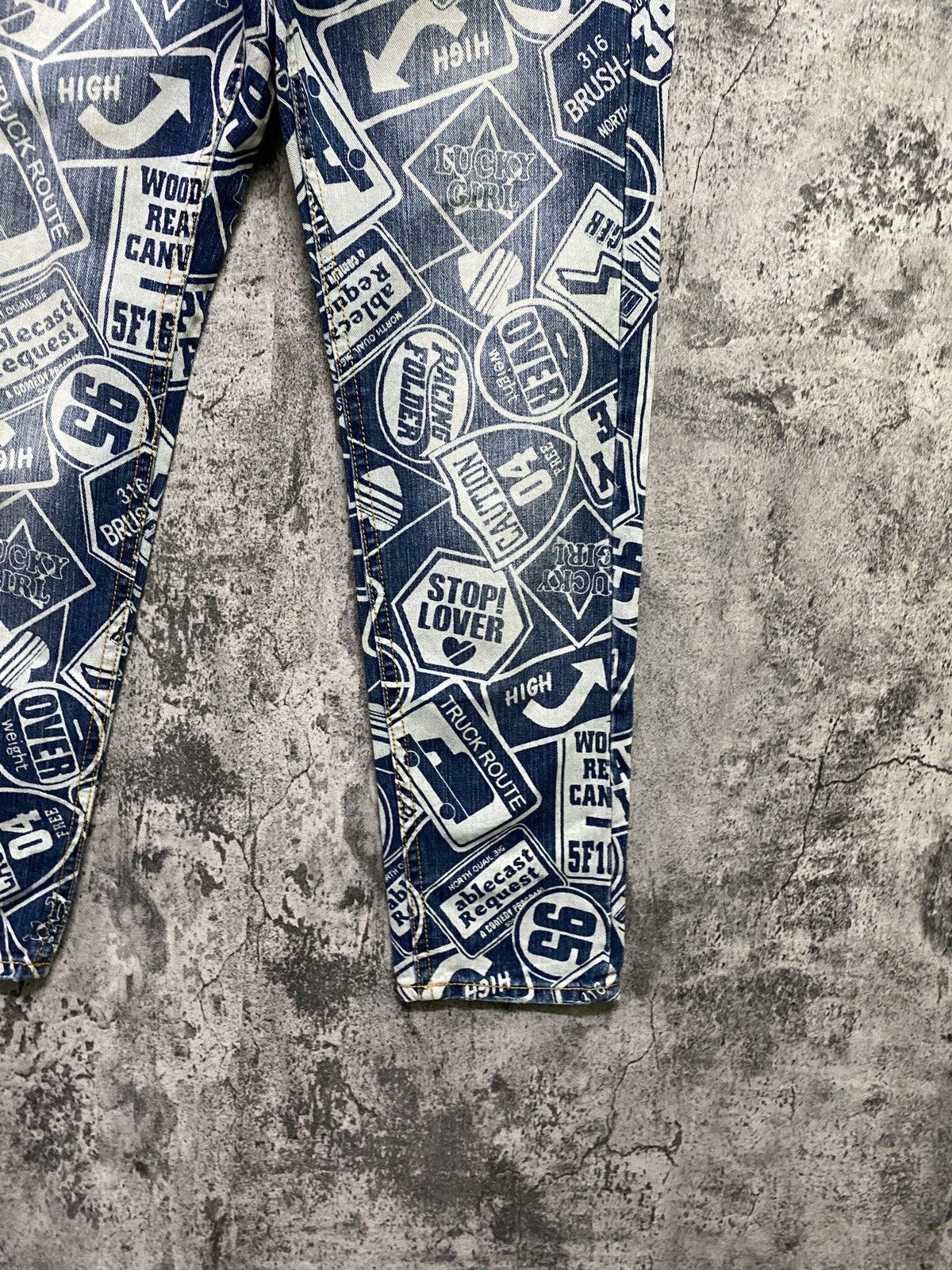 Japanese Brand Full Print Denim Faded like Hysteric Pants - 7