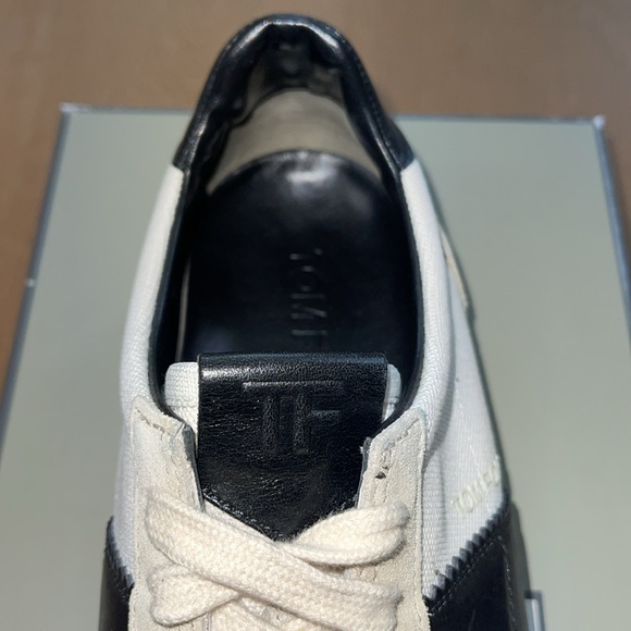 EUC - TOM FORD White & Black Two Toned Suede & Canvas Orford Sneakers Sz 11.5 - 12
