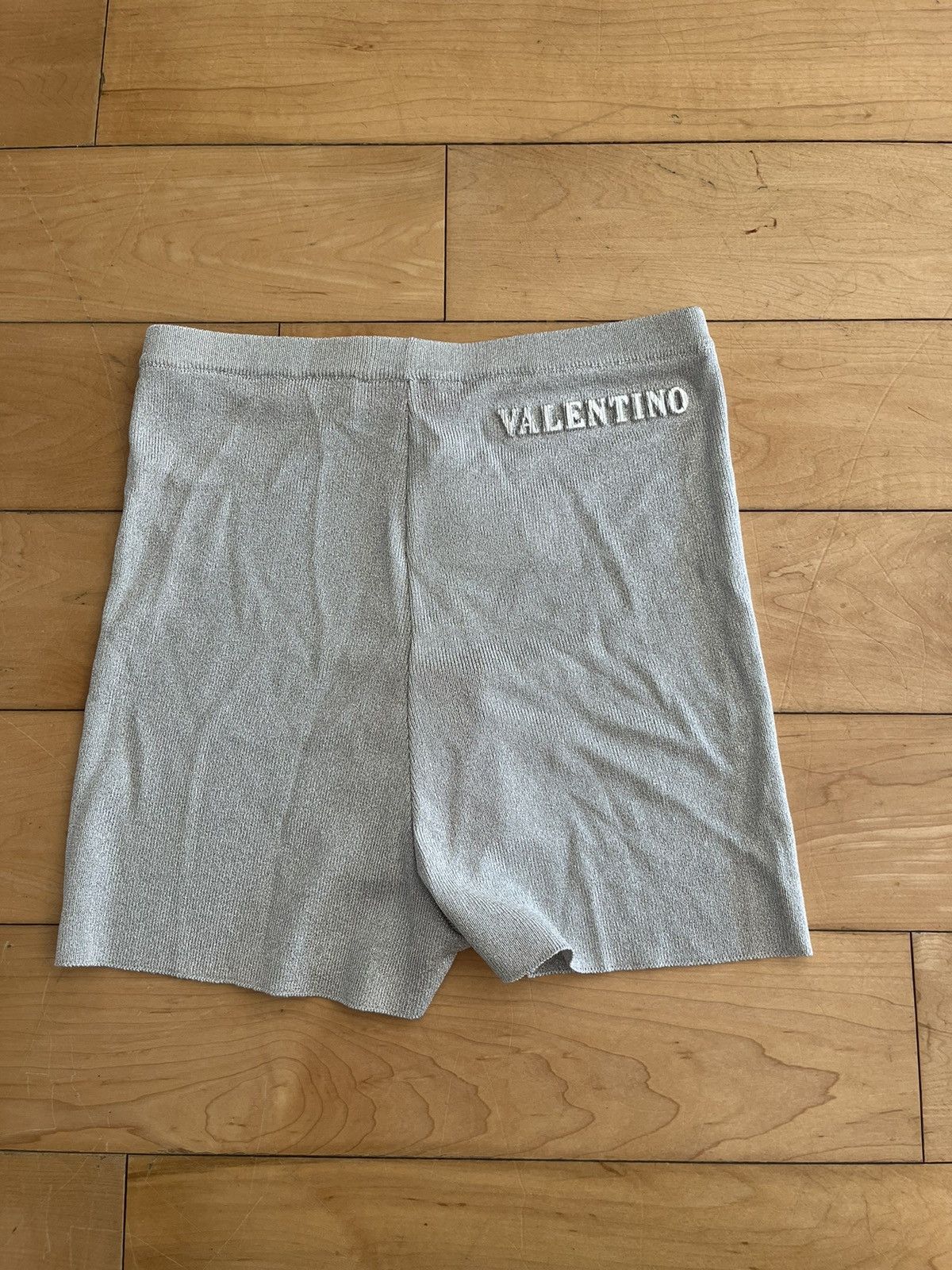 NWT - Valentino Silver Knit Metallic Shorts - 2