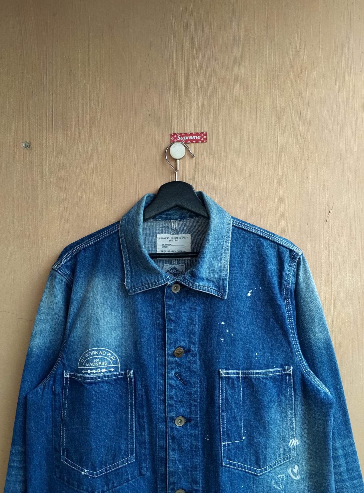 Madness Utility Workwear paint splatter denim jacket - 7
