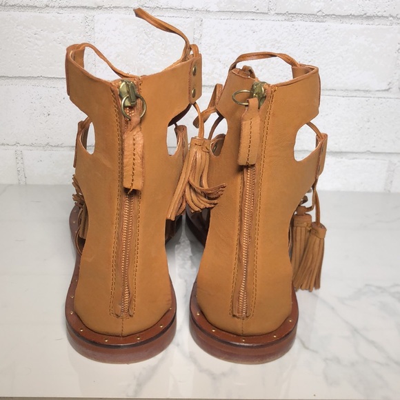 Rare ZARA Tassel Leather Roman Gladiator Sandals - 8