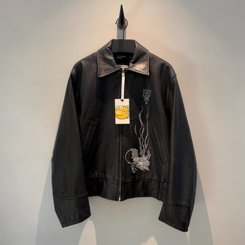 Enfants Riches deprimes erd Mysterious Man Embroidered Leather Jacket - 1