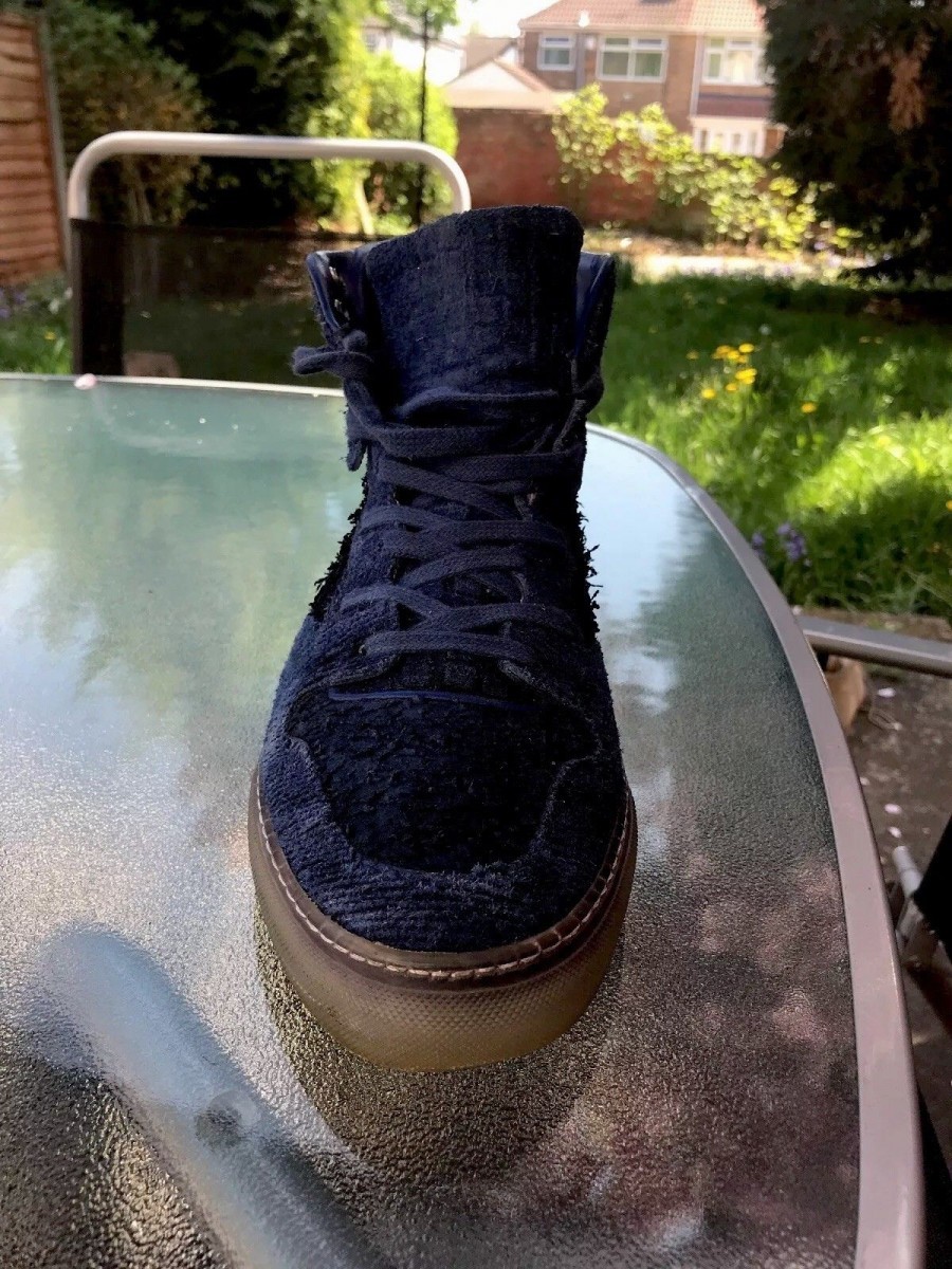 RARE Dark Blue High Tops Suede Leather Sneaker Trainers - 3