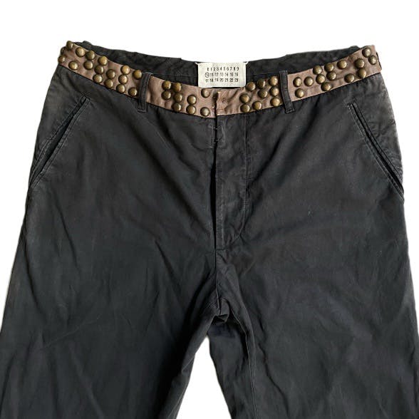 SS07 Rivet Studded Leather Waist Pants - 2
