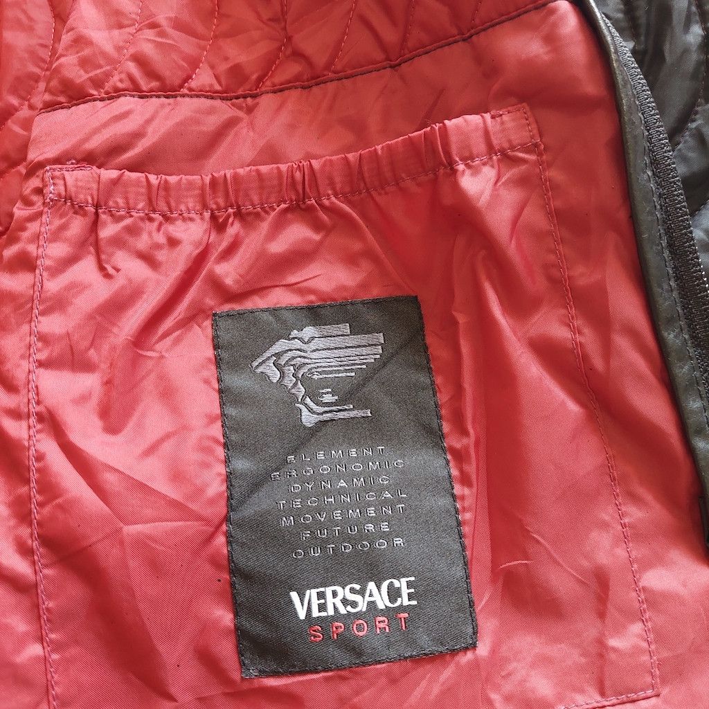 Vintage - Versace Quilted Half Leather Light Jacket Italy - 7
