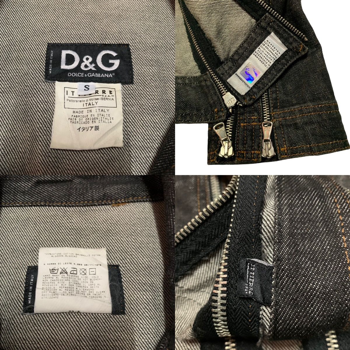 Rare D&G Dolce Gabbana Zipper 2004 Shredder Denim Jacket - 16