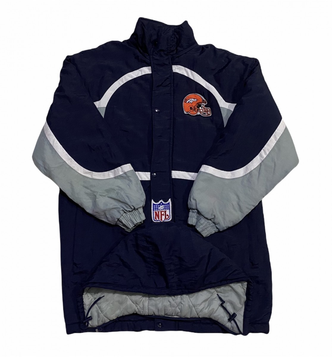 Nfl - Broncos Detachable Hoodie Quilted Nylon Long Jacket - 7