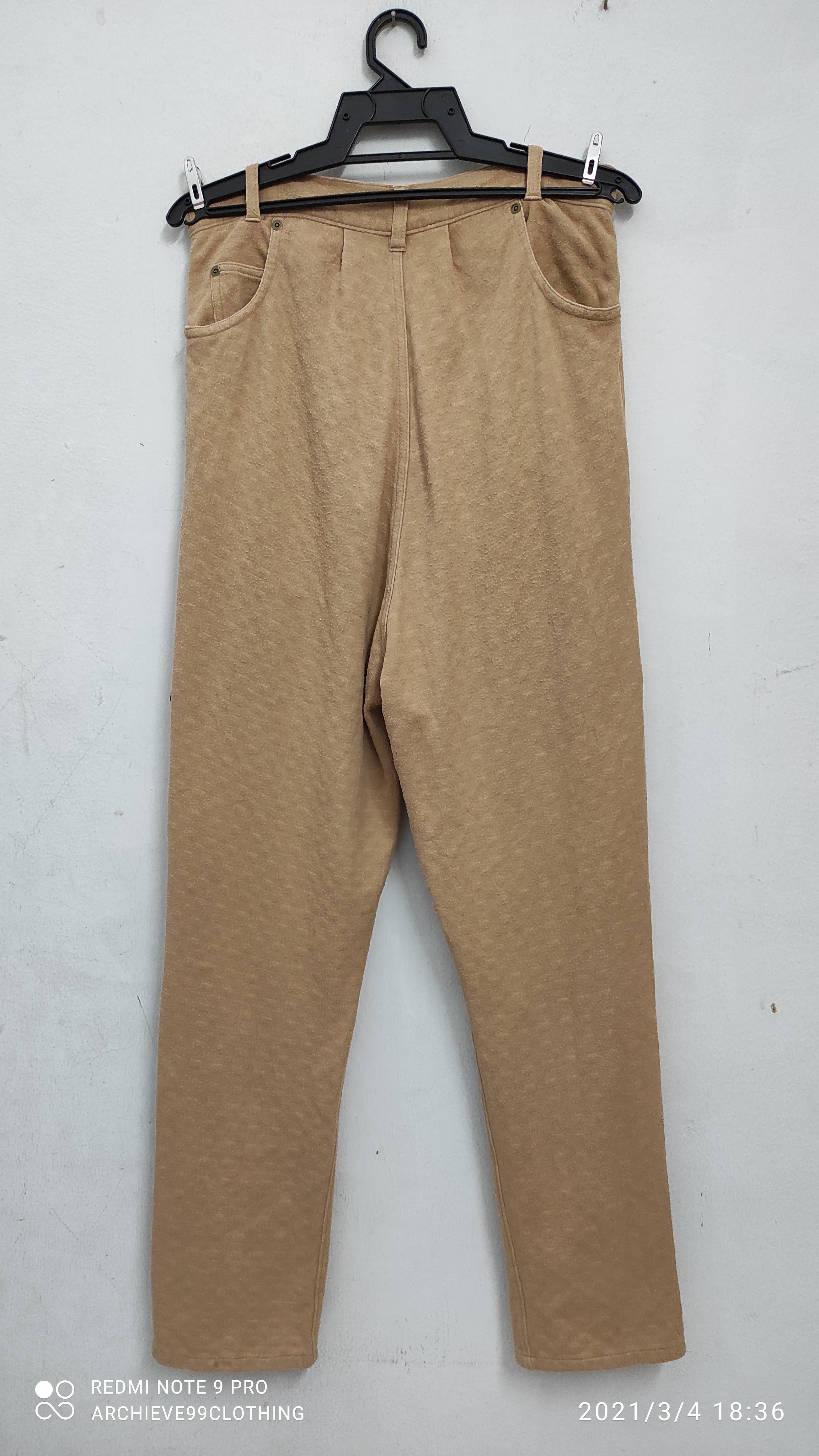 Mercibeaucoup - Mercibeaucoup drop crotch beige/ tan leather patches pants - 2