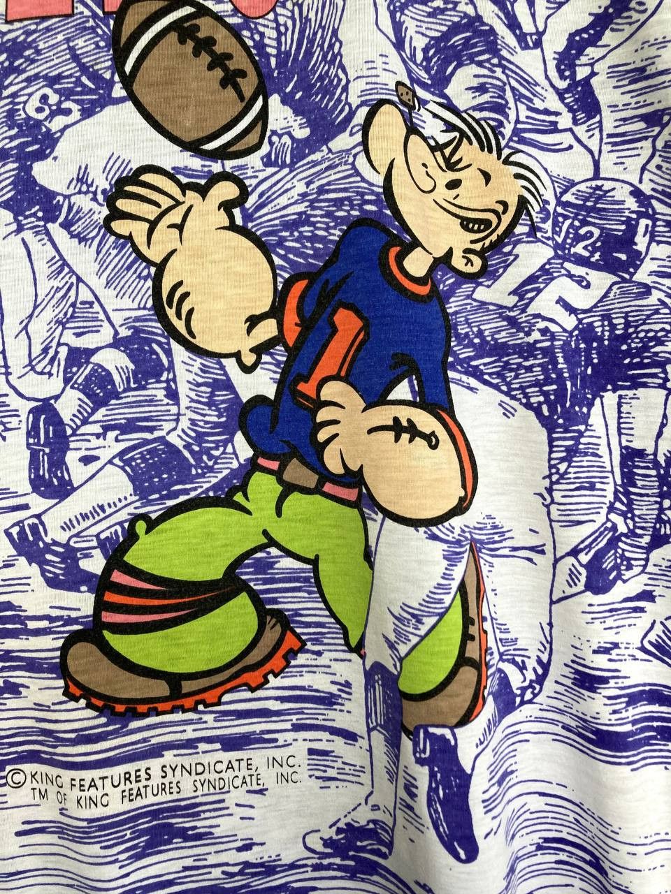 Vintage 90’s Popeye “Super Bowl Hero” Mega Print Tee - 4