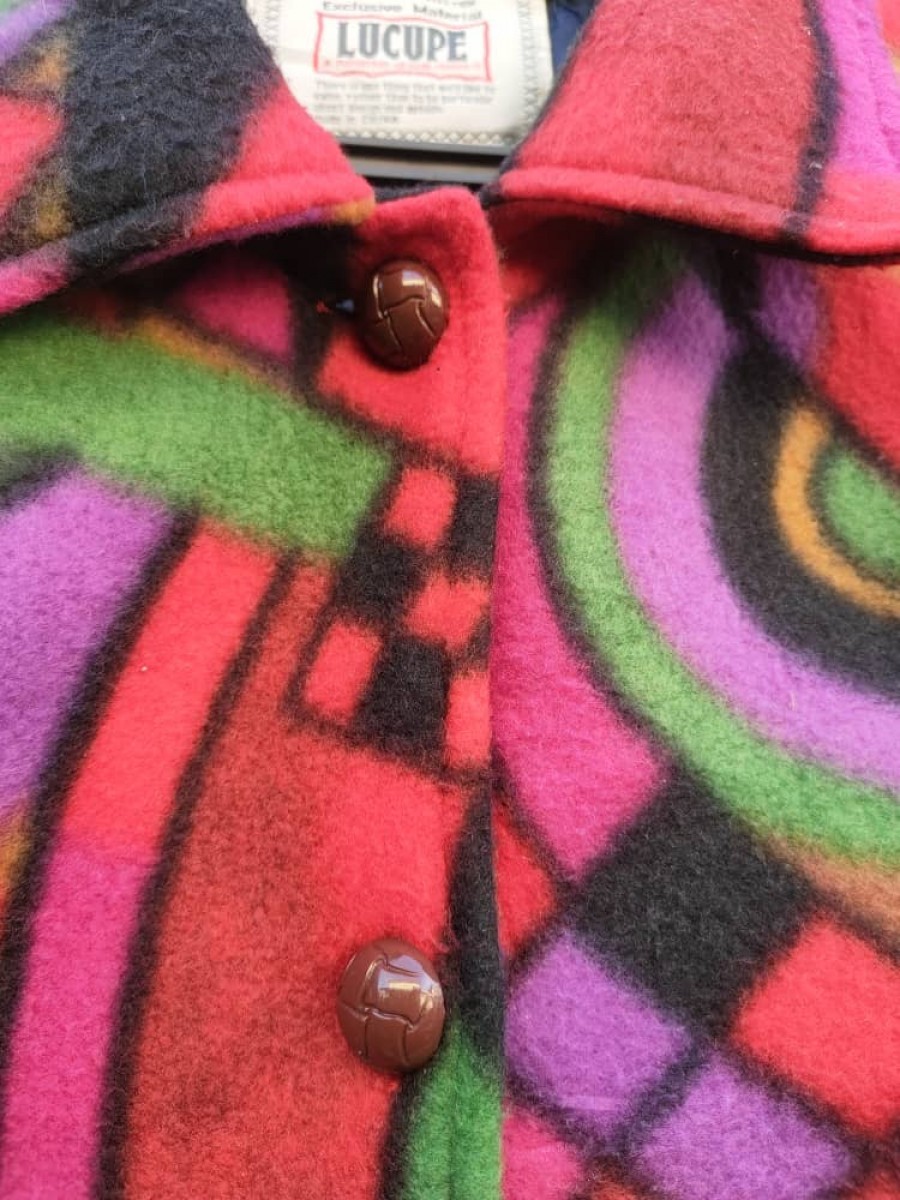 Japanese Brand - Lucupe Printed Button Up Fleece Jacket - 2