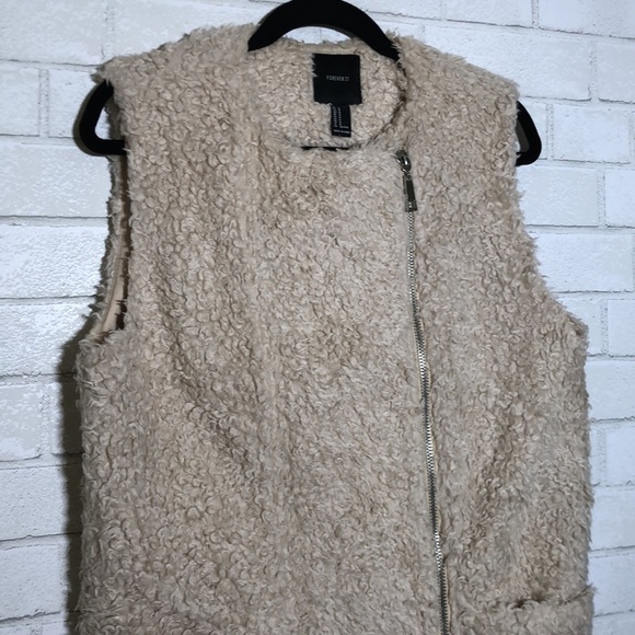 Forever 21 Shaggy Faux Fur Moto Vest - 5