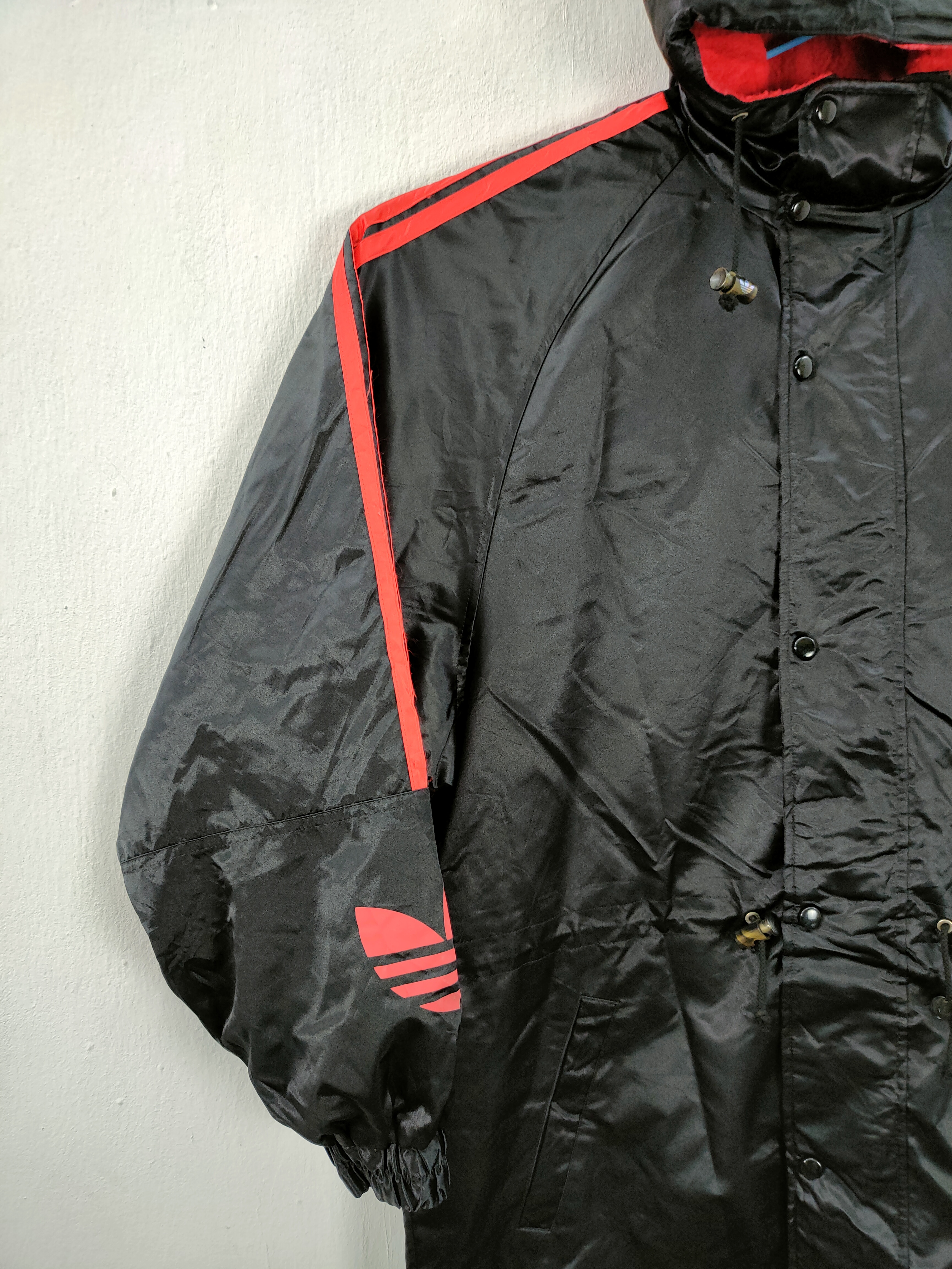 VINTAGE ADIDAS LONG JACKET BIG LOGO FLEECE INSIDE - 5