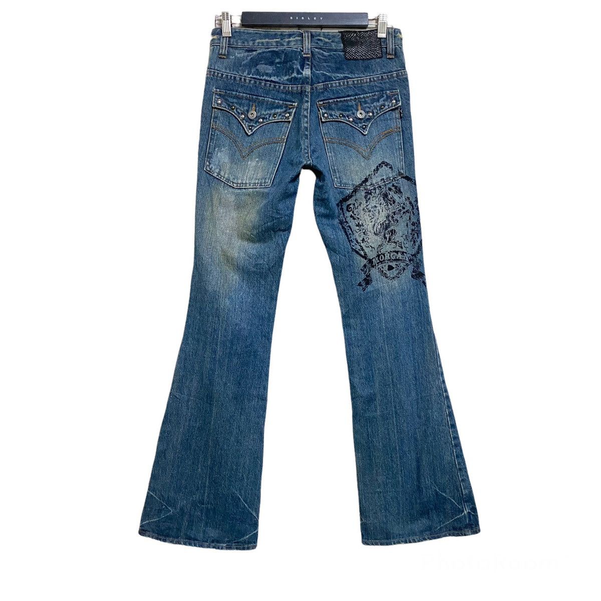 Morgan Homme Distressed Denim Flare Jeans Studded - 1