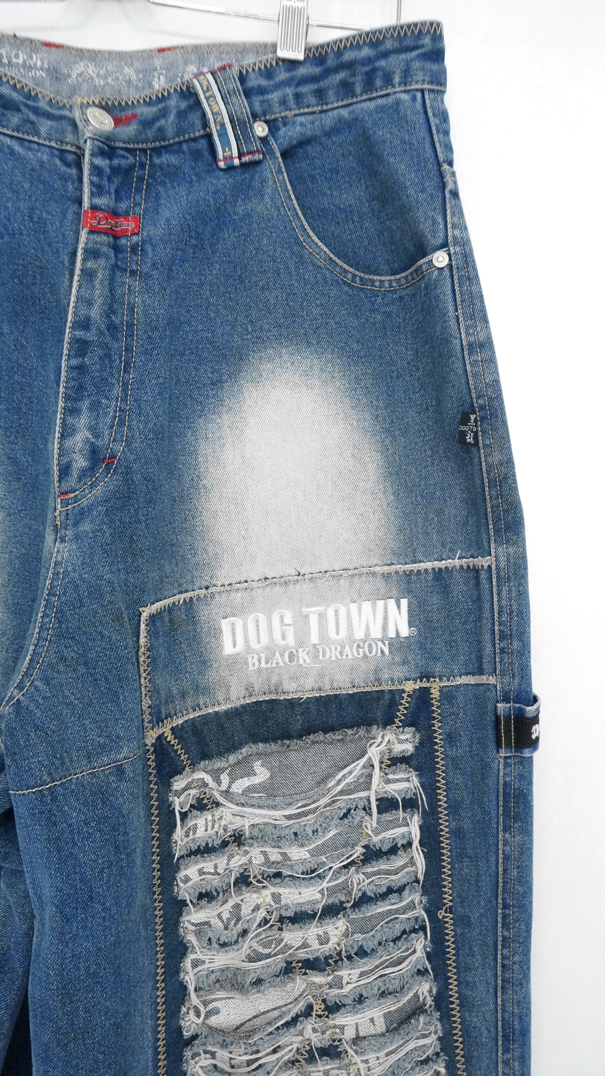 Distressed Denim - 🔥 90s Vintage DOGTOWN Distressed Baggy Worn Jeans - 6