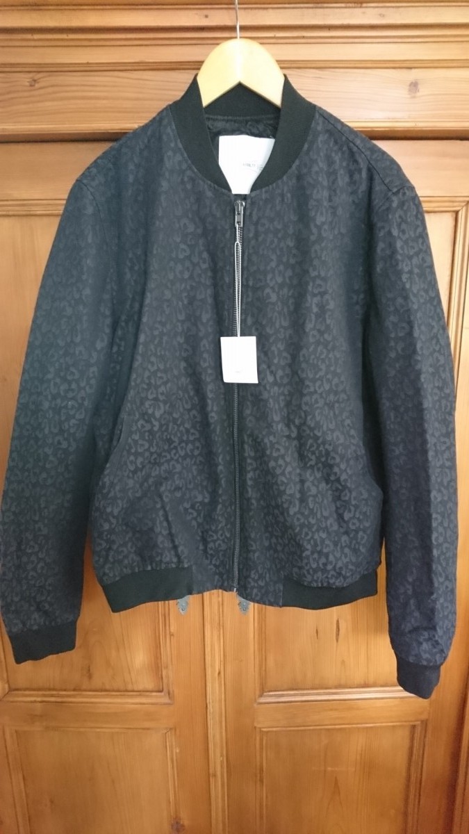 April 77 - Rare Leo Animal Leopard Blue Navy Bomber Jacket - 5