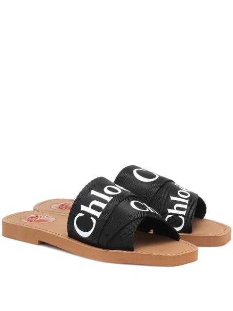Chloé Woody canvas slides