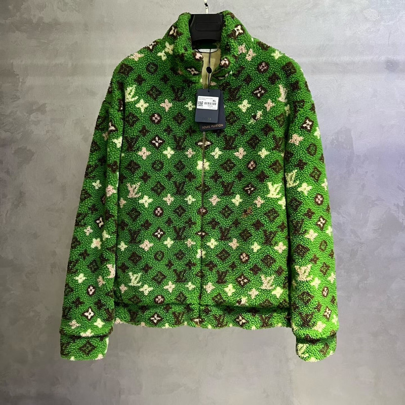 Louis Vuitton Green Logo-Patterned Stand-Collar Waist-Cinch Casual Jacket - 1