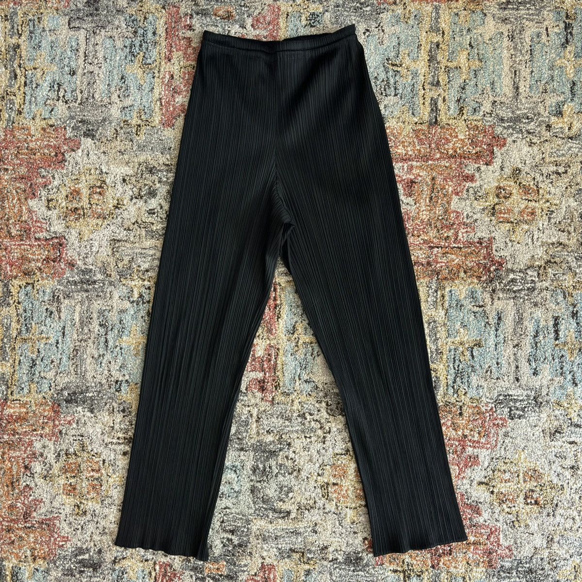 pleated straight pants trousers polyester Japan knife - 1