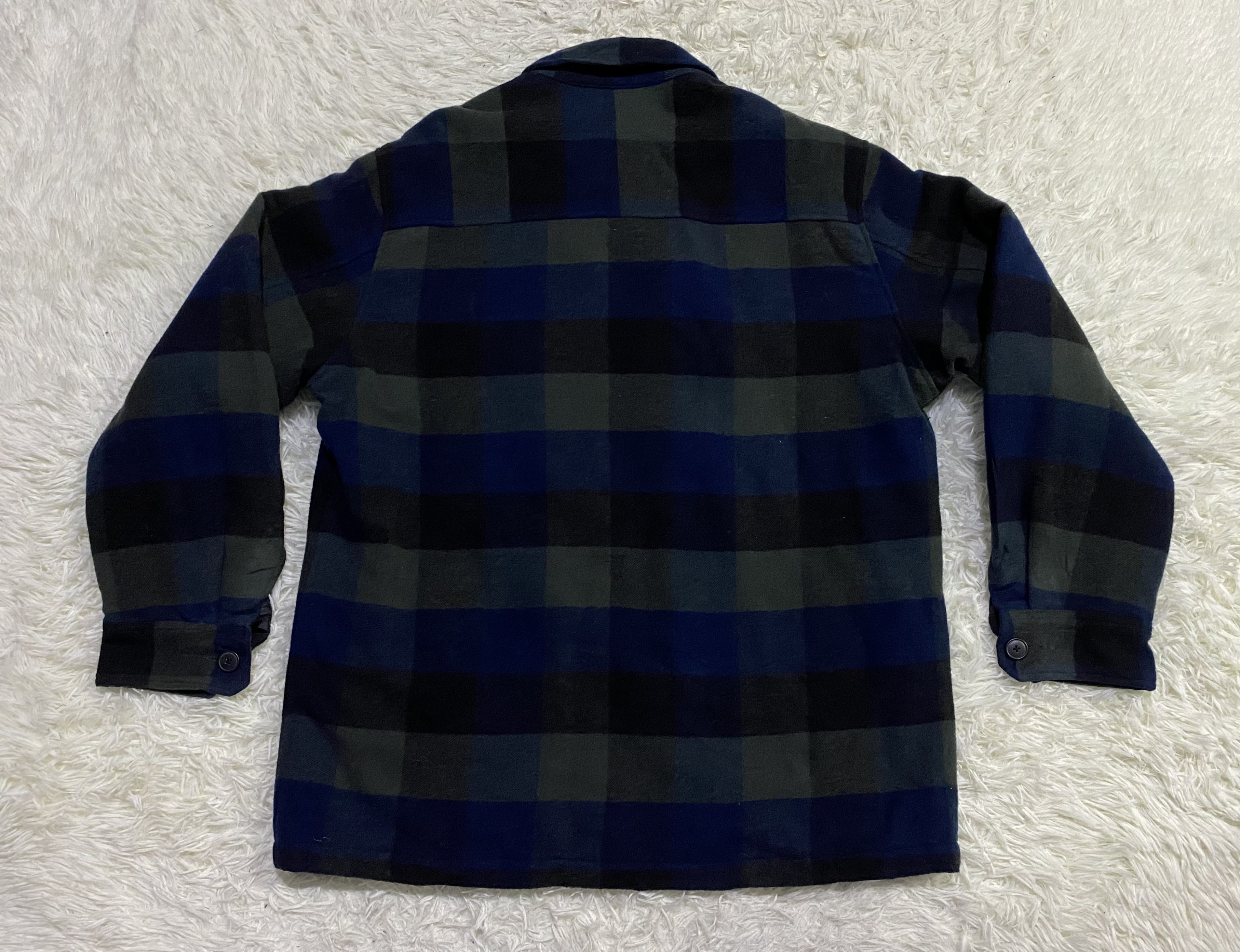 Flannel - Vintage Uniqlo Quilted Wool Blend Checked Flannel - 7