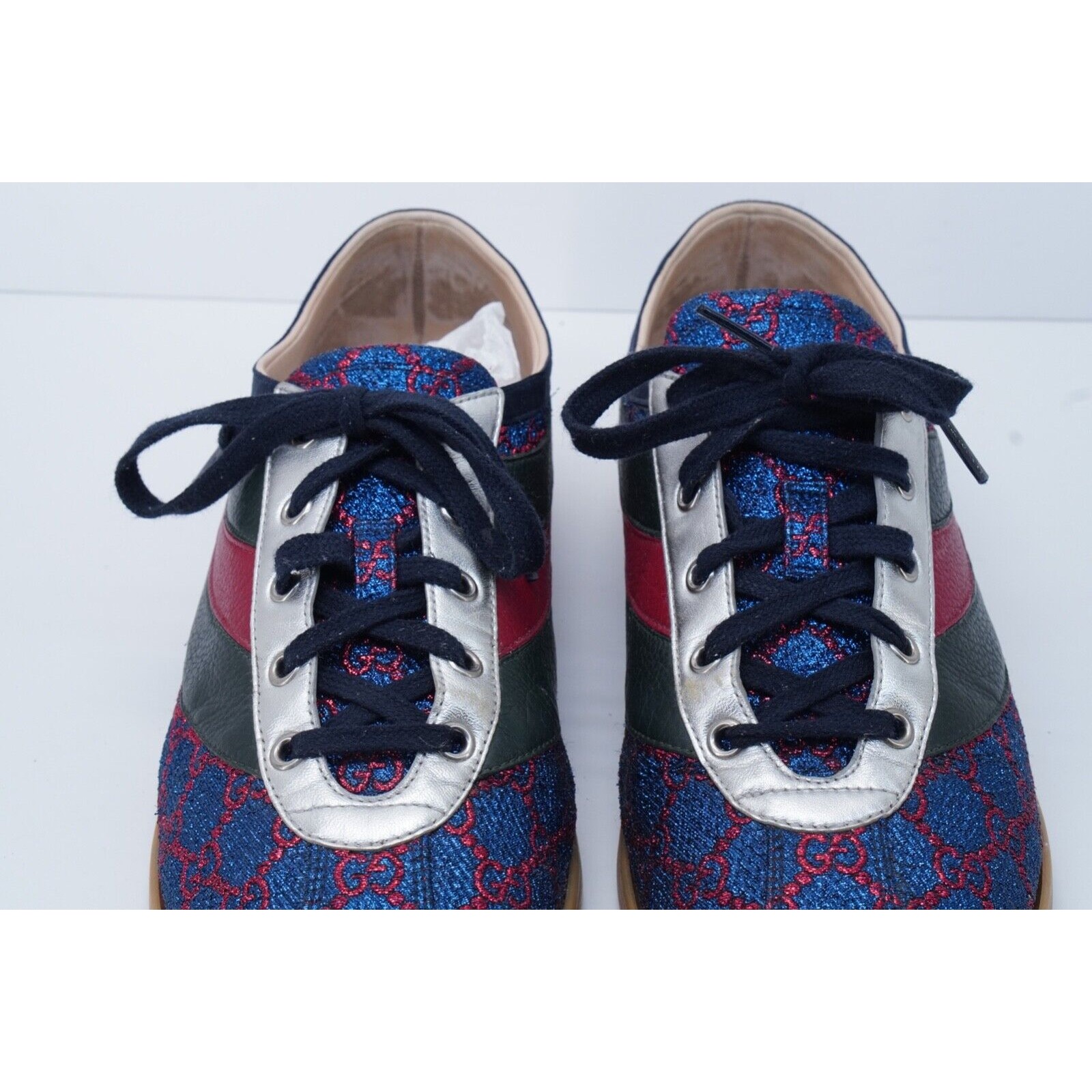 Gucci Falacer Lurex GG Glitter Sneakers Web Bee Embroidered - 6