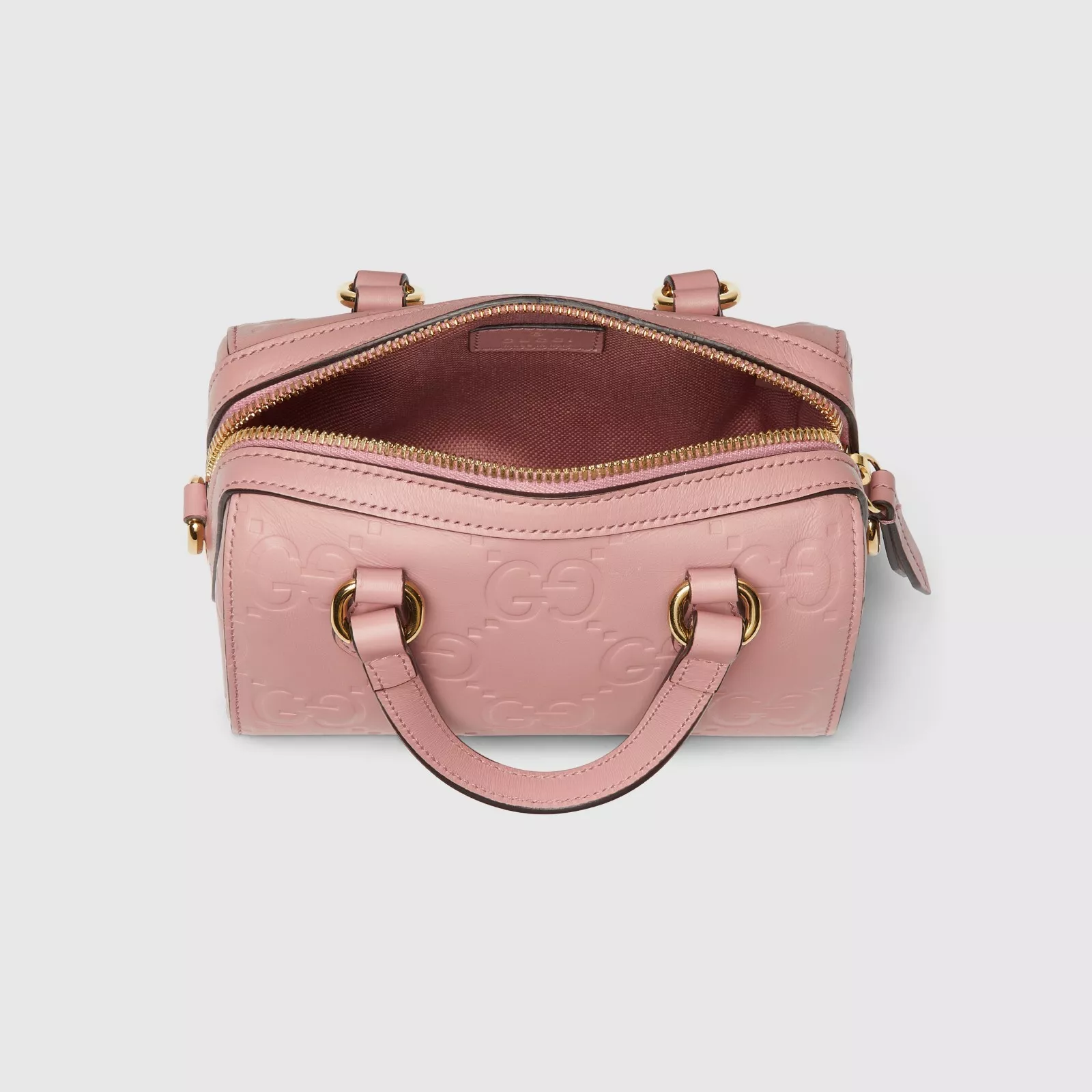GUCCI GUCCI Super Mini Rose Beige GG Leather Top Handle Bag