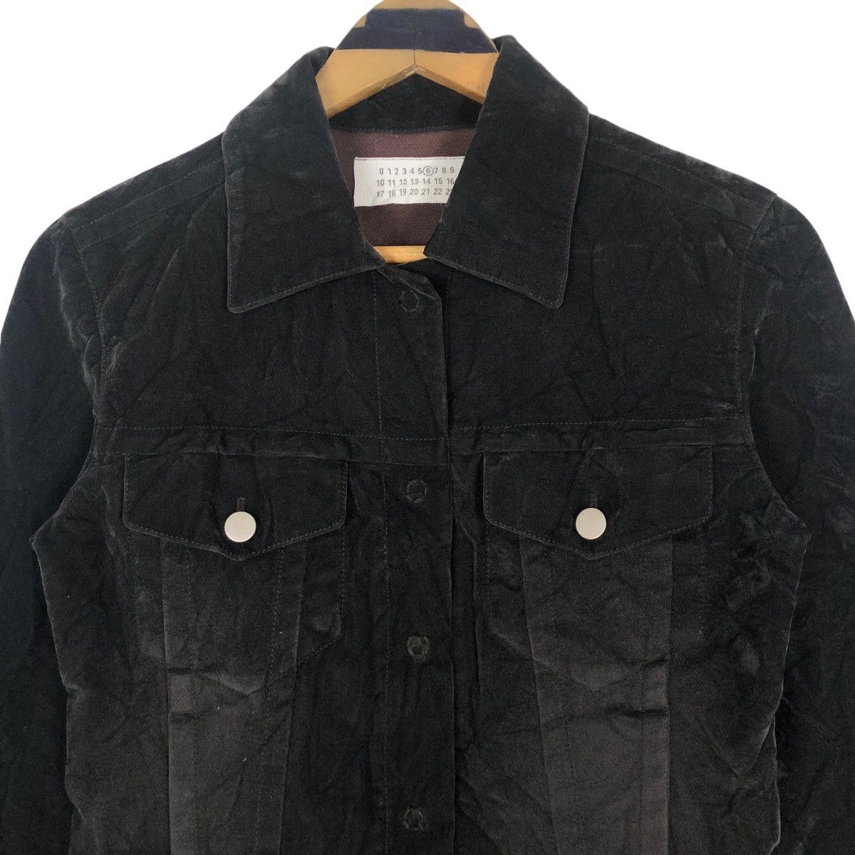 Maison Margiela MM6 Artisanal Black Painted Velvet Jacket - 4