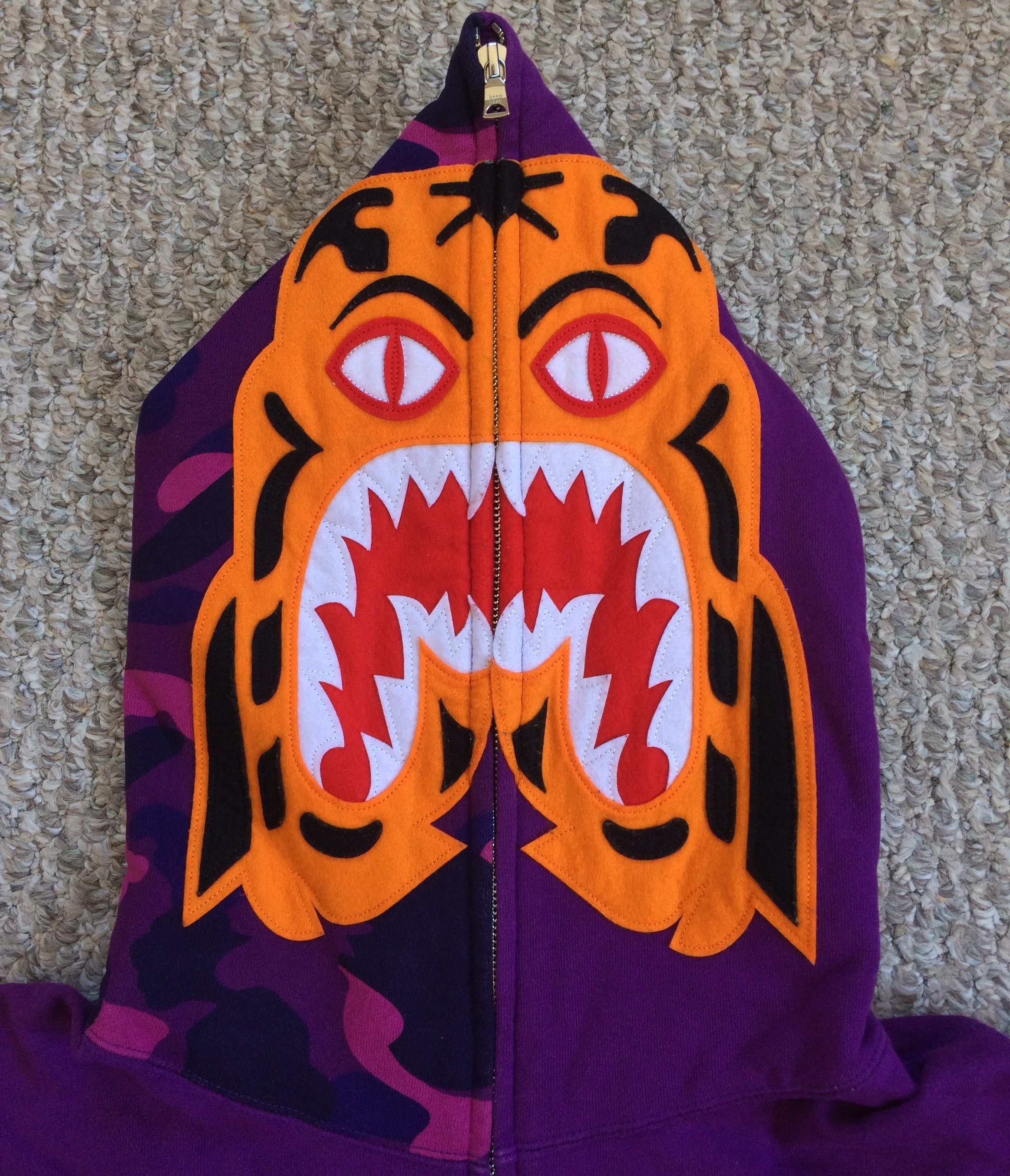 Bathing Ape Purple Camo Tiger Hoodie XXL - 3