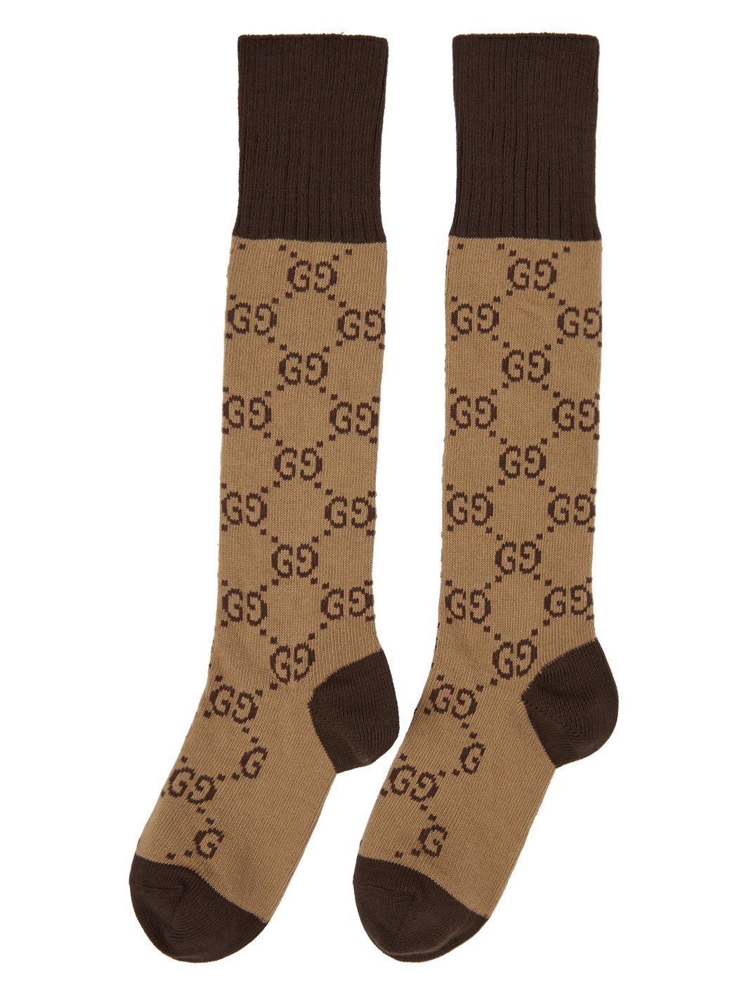 Beige & Brown GG Print Socks - 2