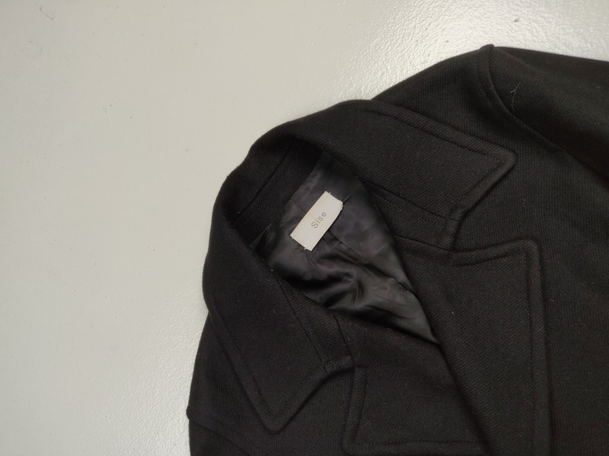 Archival Clothing - Heavy Black Coat Peacoat Outerwear Winter Season - 2