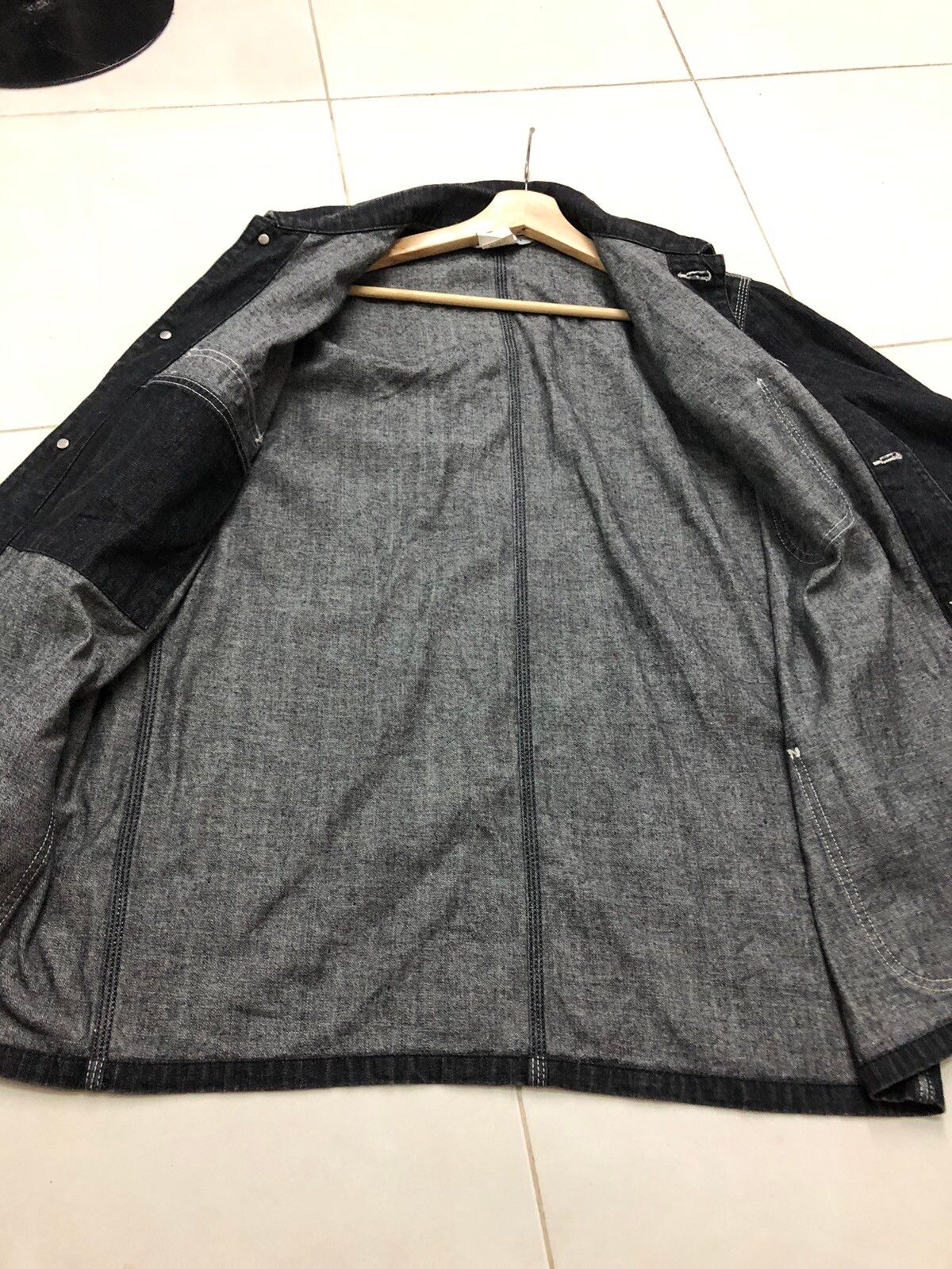 Black Denim Chore Multipocket Workwear Jacket - 11