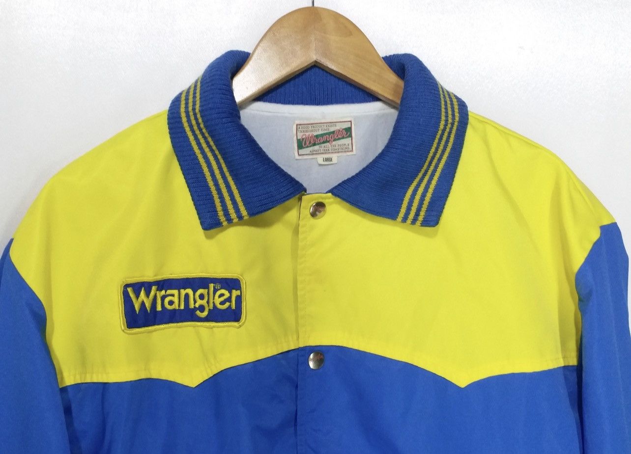 Vintage WRANGLER BIG SPELLOUT SATIN JACKET COLOR BLOCK - 4