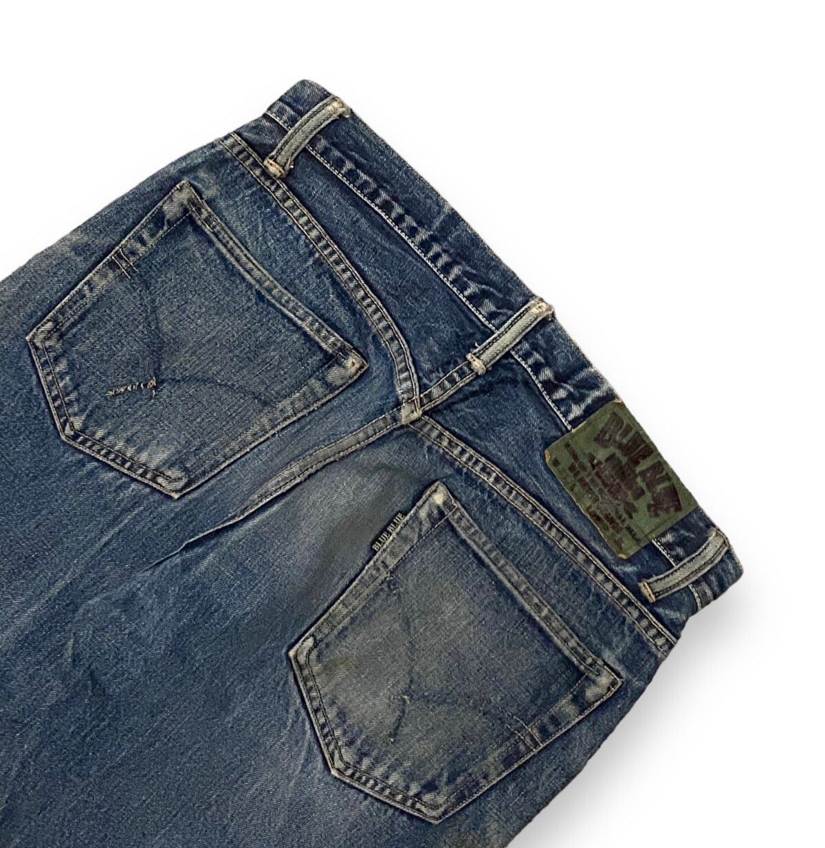 Japanese Brand - Men Blue Blue Japan Selvedge Distress Dirty Washed Button à - 12