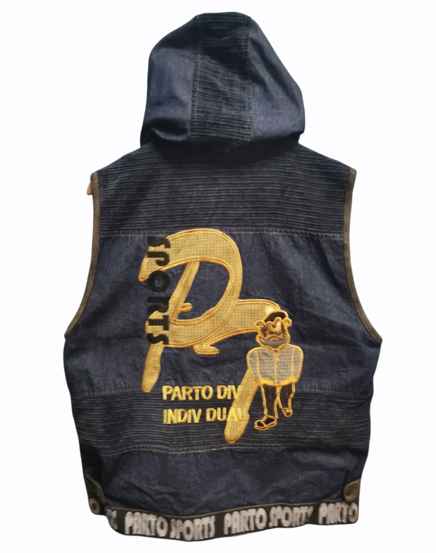 Porto Sports Denim Jacket Sleeveless With Hoodie - 4