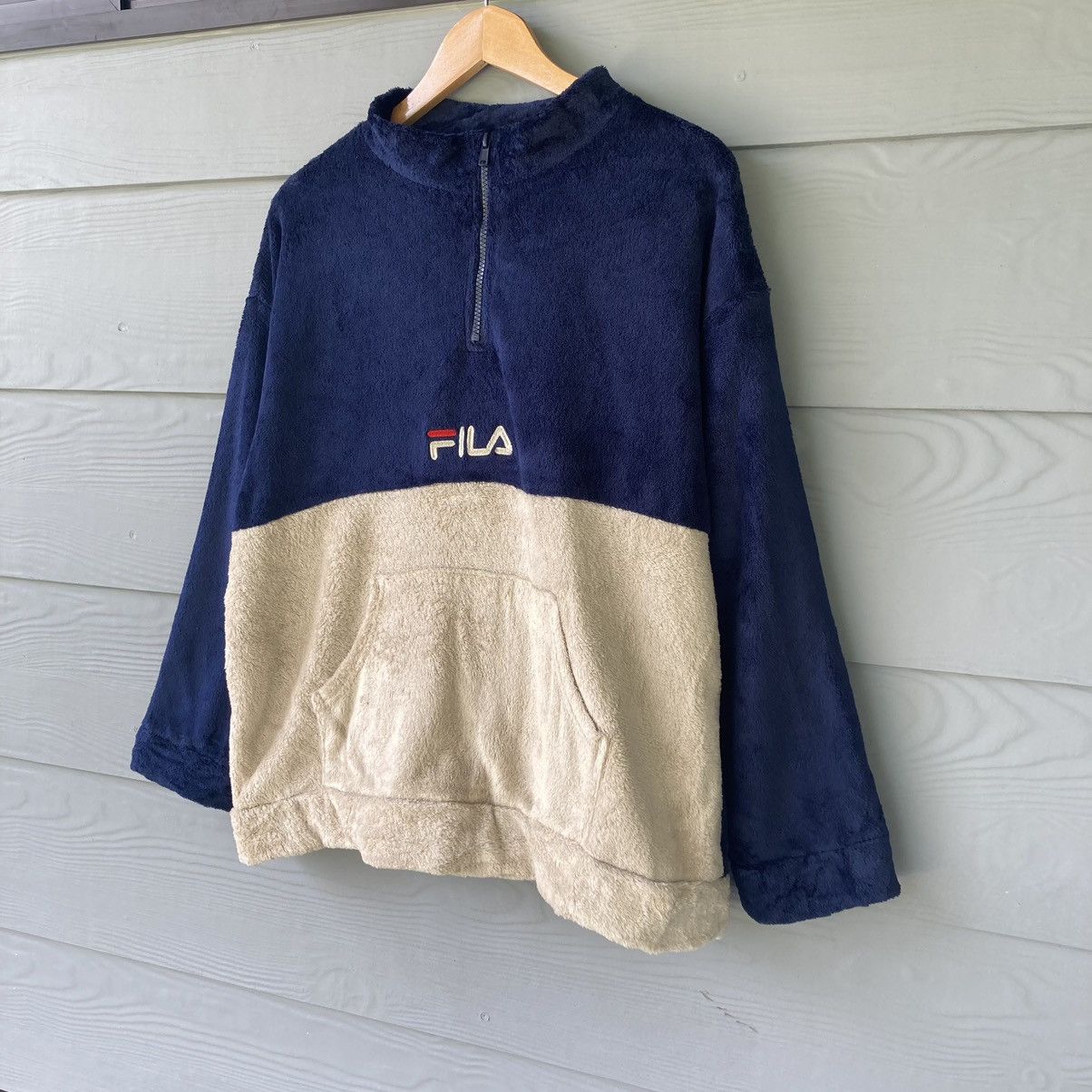 Vintage Fila Blue Blank Fleece Sweater - 3