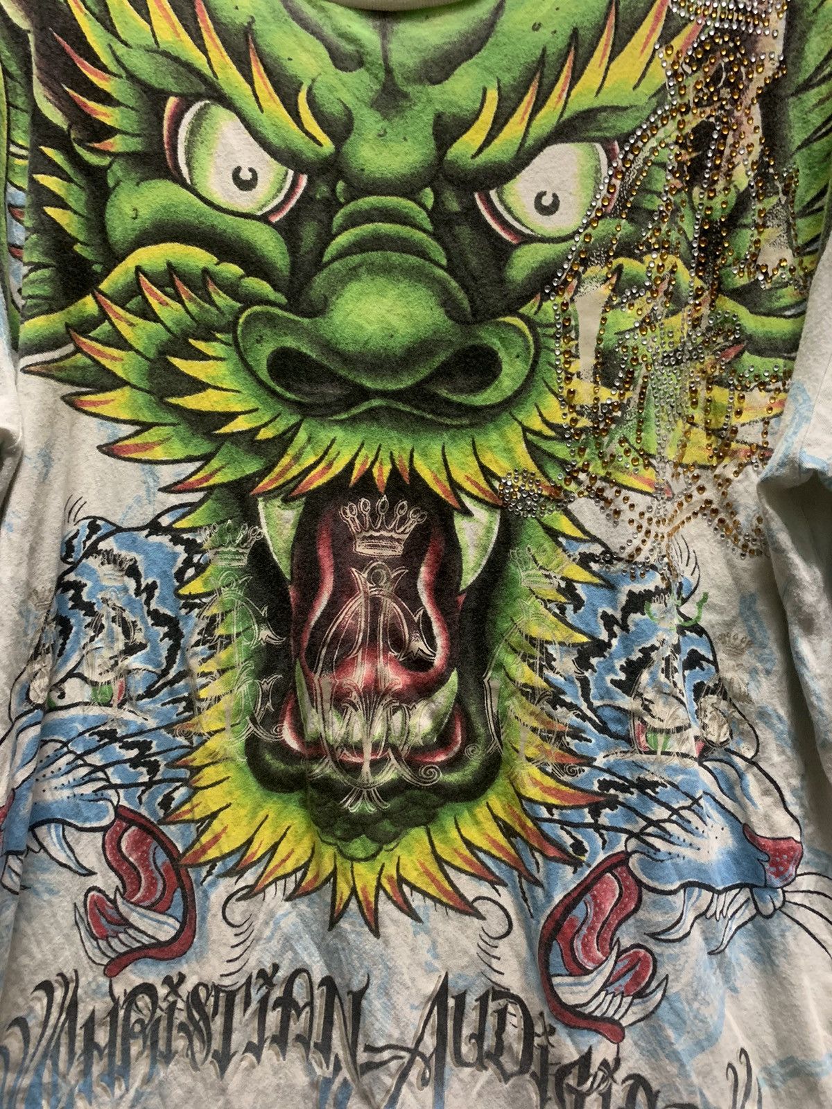 Christian Audigier Green Dragon T-shirt - 2