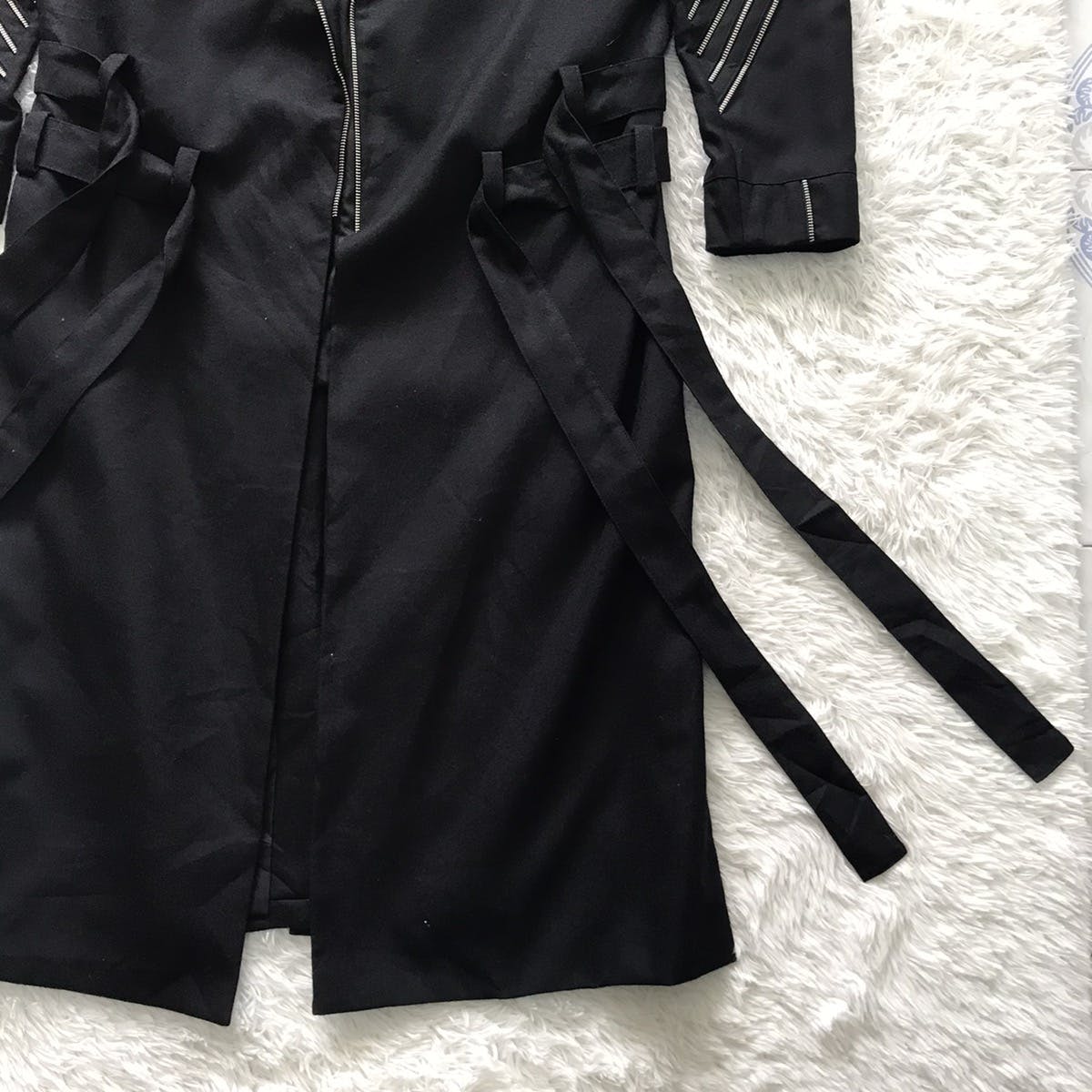 Custom - 💥Rare Goth Punk Bondage Belt Long Coat Jacket Zip Railing - 10