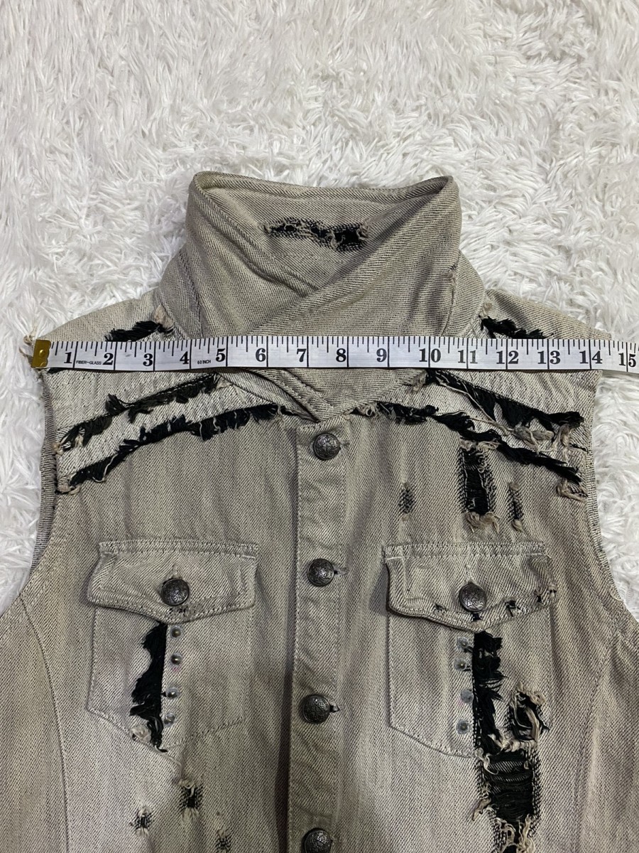 Distressed Denim - Mades Signature Style Sleeveless Distressed Denim Jacket - 19