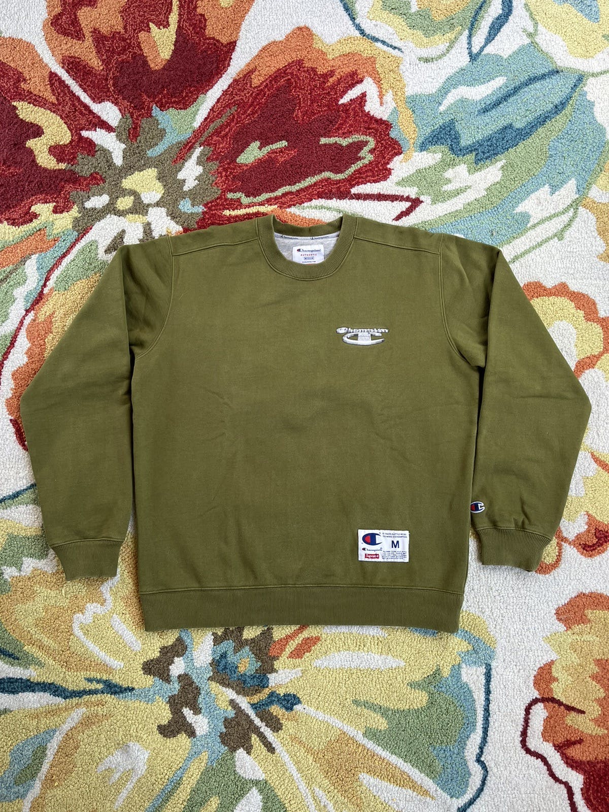 Supreme Champion 3D Metallic Crewneck FW18 Olive