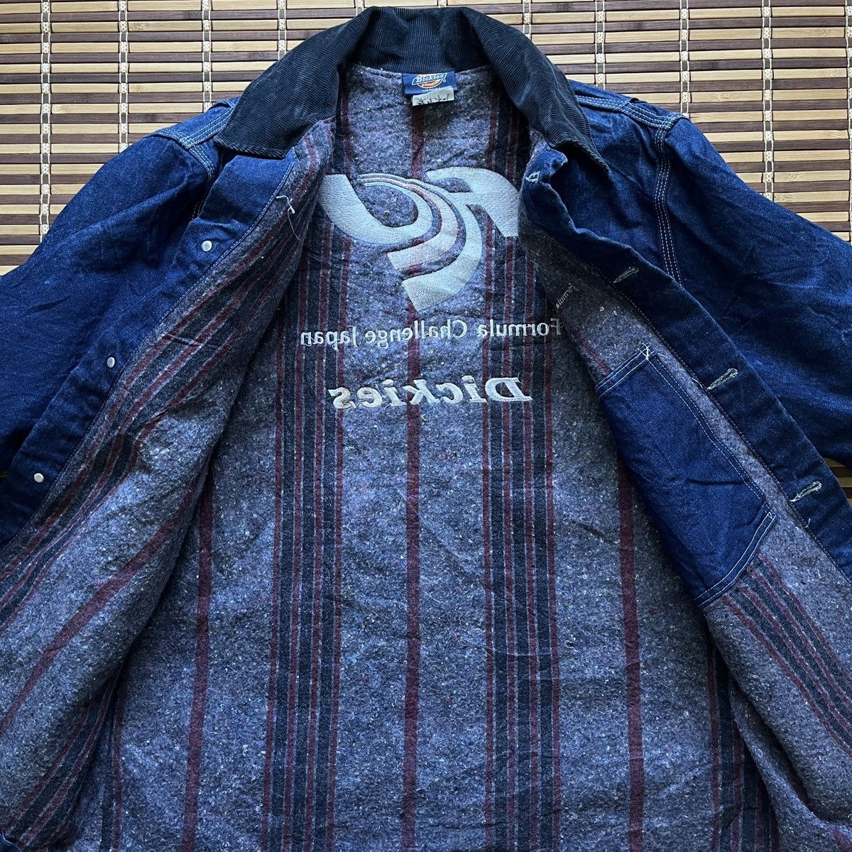 Vintage Dickies Chore Blanket Distressed Jacket Racing Japan - 15