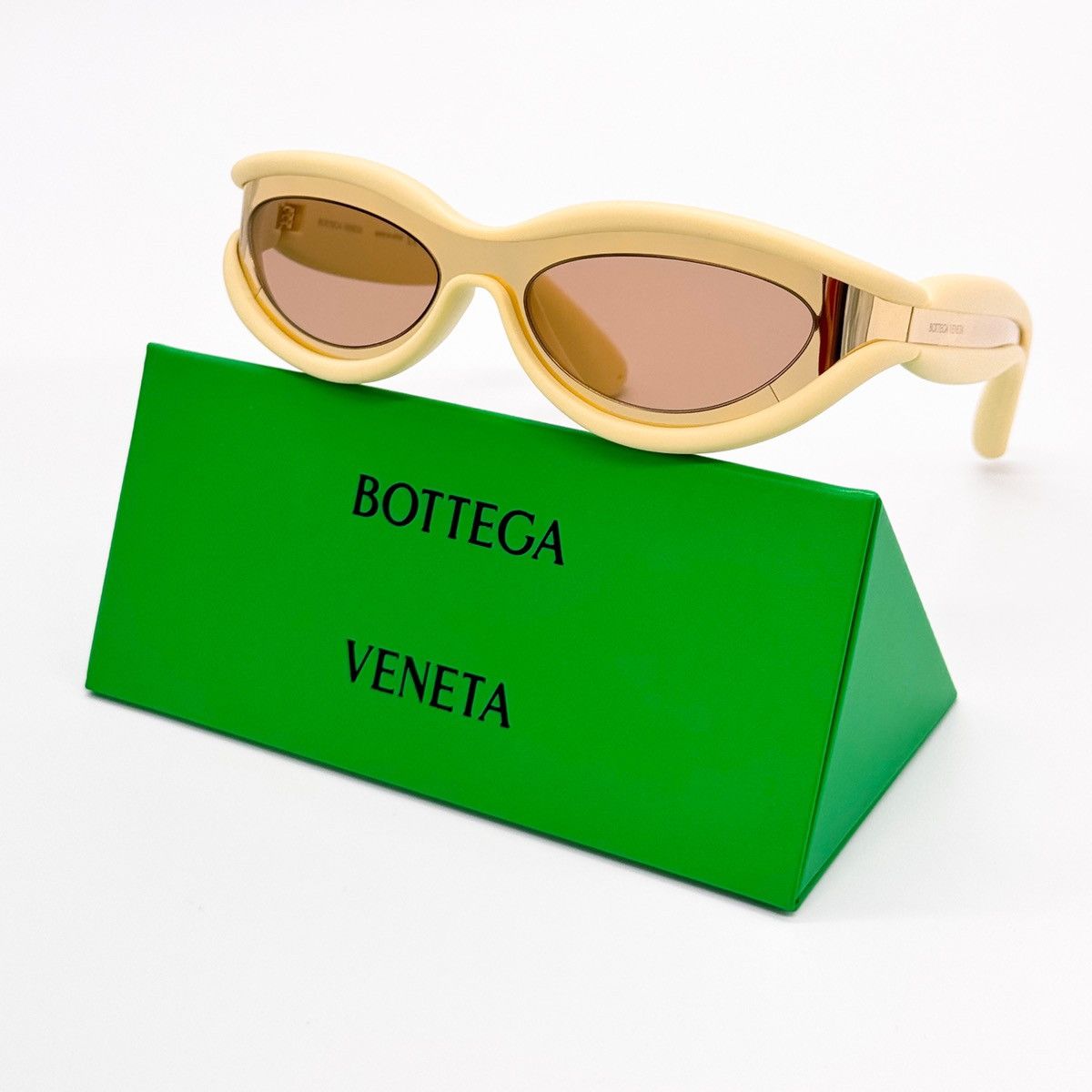 NEW BOTTEGA VENETA BV1211S 005 YELLOW OVAL WOMEN SUNGLASSES - 2